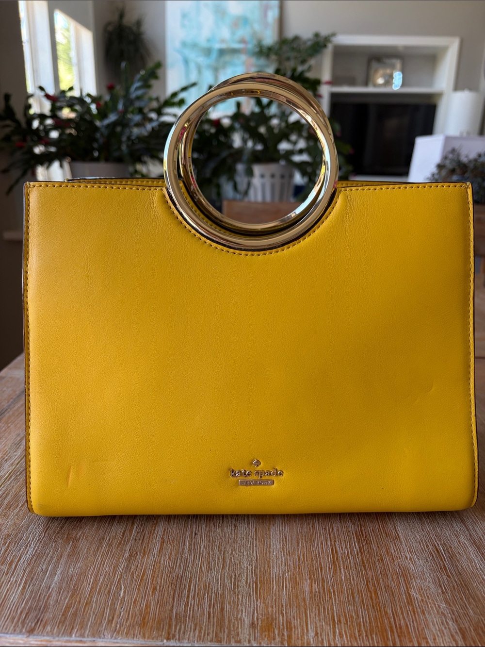 kate spade White Rock Road yellow bag with gold ring handles - Picture 2 of 6